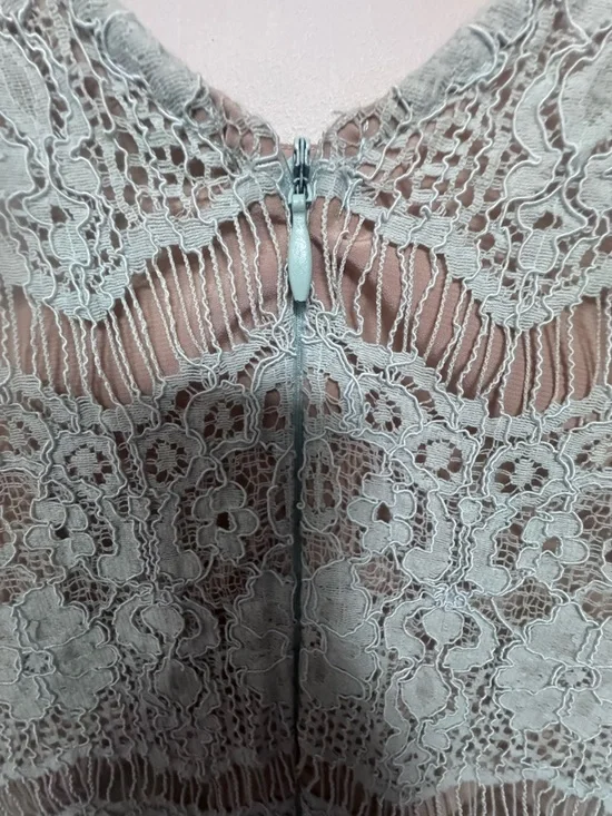 Anthropologie Maeve Mint Lace Peplum Top Size Large Cottagecore Romantic - Picture 3 of 6